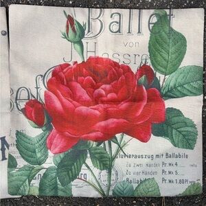 Floral Pillow Covers with Red Rose Design